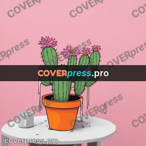 Doodle illustration: cactus in an orange pot