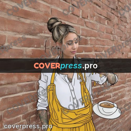 Doodle illustration: barista with a coffee cup