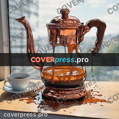 Doodle illustration: coffee pot on a windowsill