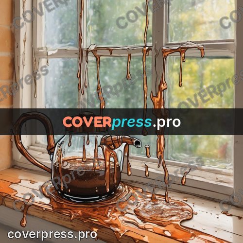 Doodle illustration: coffee pot on a windowsill