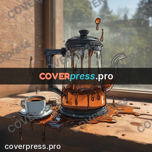 Doodle illustration: coffee pot on a windowsill