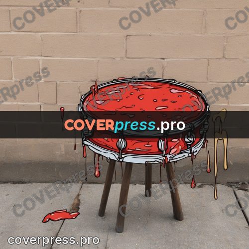 Doodle illustration: drum on a wooden stool