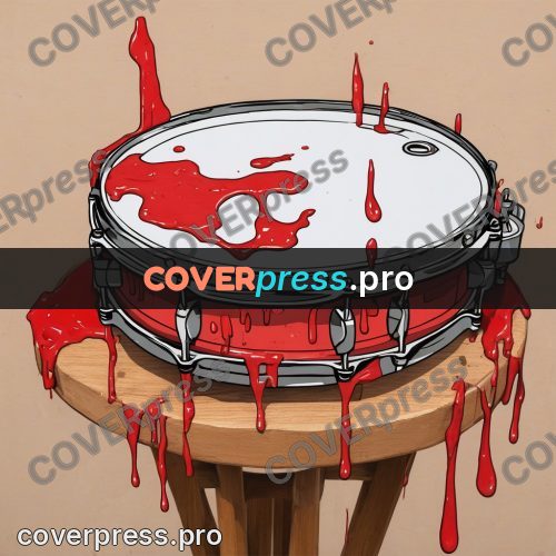 Doodle illustration: drum on a wooden stool
