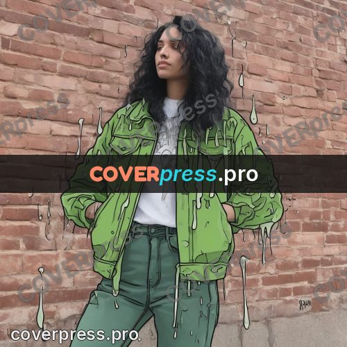 Doodle illustration: woman in a green jacket