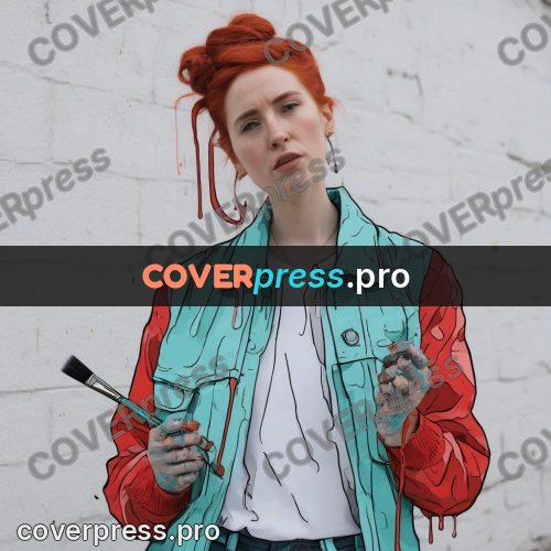 Doodle illustration: red-haired woman in a teal jacket