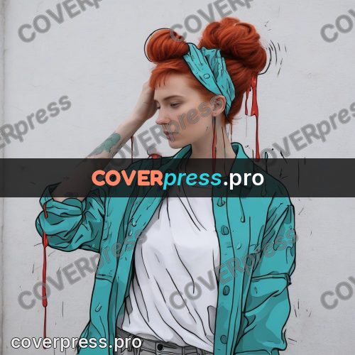 Doodle illustration: red-haired woman in a teal jacket