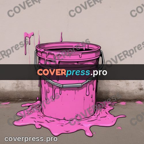 Doodle illustration: bucket of pink paint