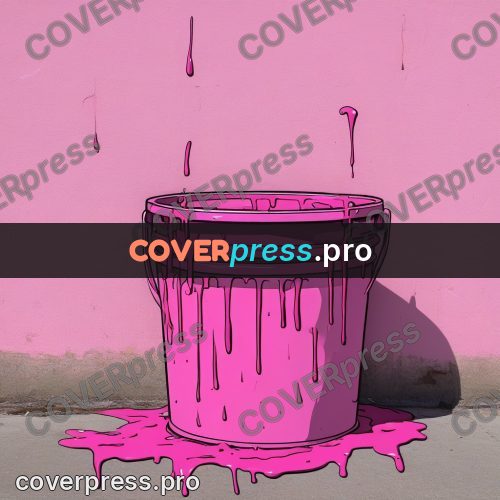 Doodle illustration: bucket of pink paint