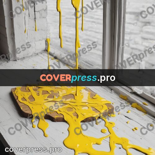 Doodle illustration: yellow paint on a board