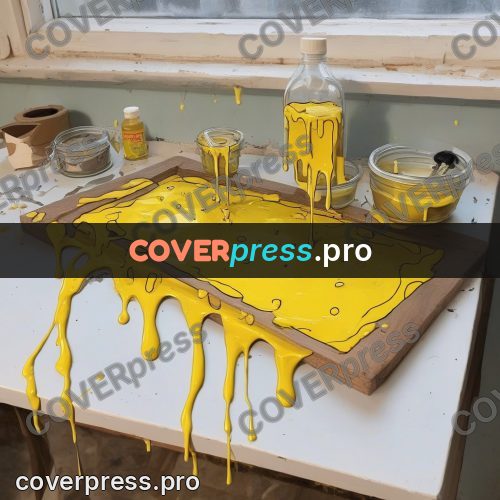 Doodle illustration: yellow paint on a board