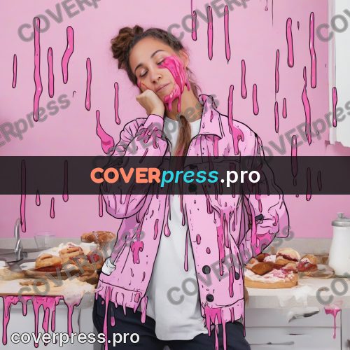 Doodle illustration: woman in a pink jacket