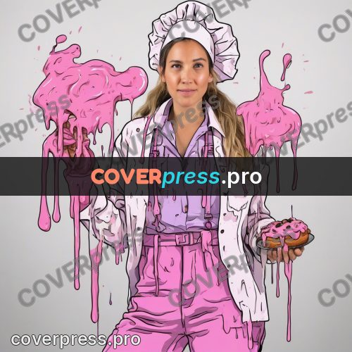 Doodle illustration: woman in a pink jacket