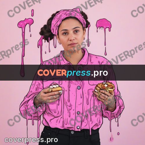 Doodle illustration: woman in a pink jacket