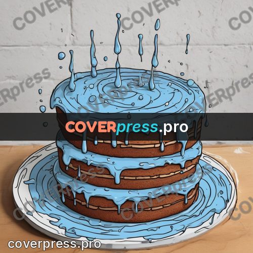 Doodle illustration: cake with blue icing
