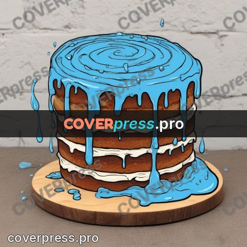 Doodle illustration: cake with blue icing