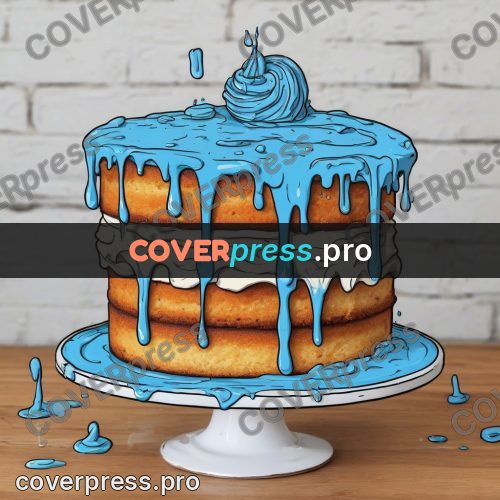 Doodle illustration: cake with blue icing