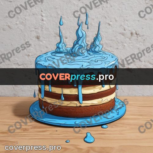 Doodle illustration: cake with blue icing