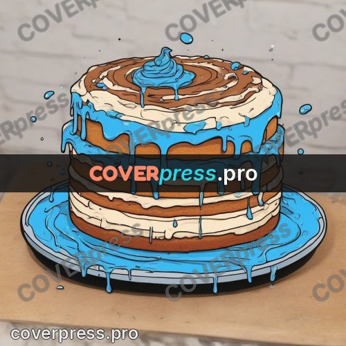 Doodle illustration: cake with blue icing