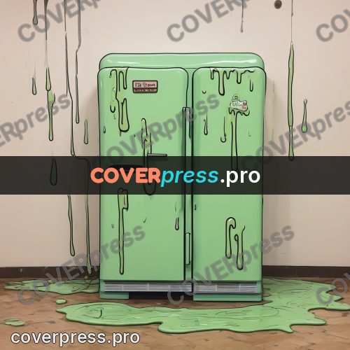 Doodle illustration: mint fridge in a corner