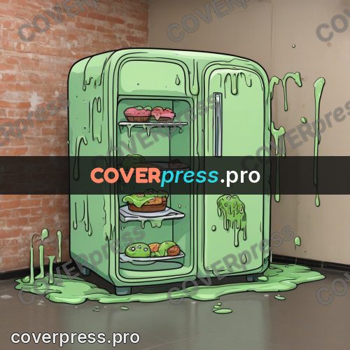 Doodle illustration: mint fridge in a corner