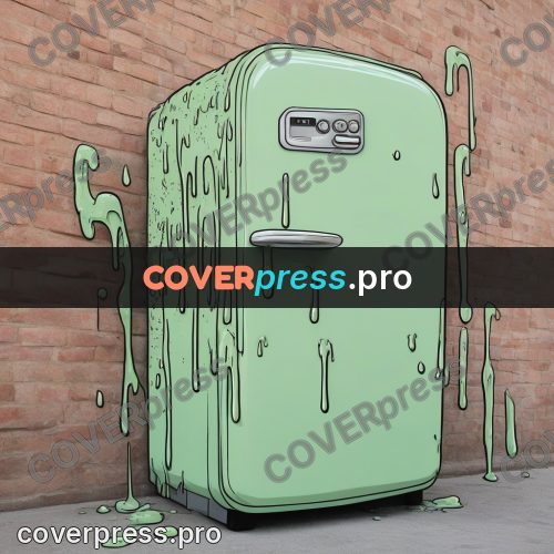 Doodle illustration: mint fridge in a corner