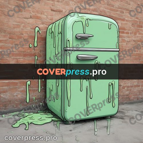 Doodle illustration: mint fridge in a corner