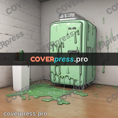 Doodle illustration: mint fridge in a corner