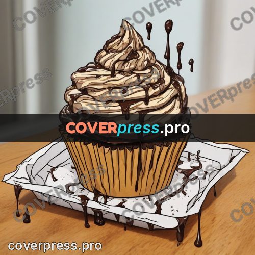 Doodle illustration: cupcake with a cream swirl