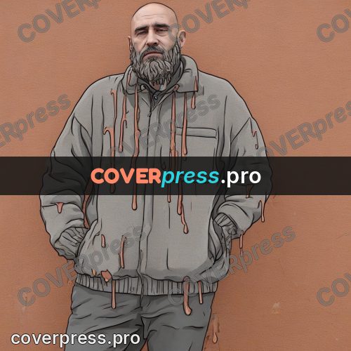 Doodle illustration: bearded man by a wall