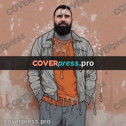 Doodle illustration: bearded man by a wall