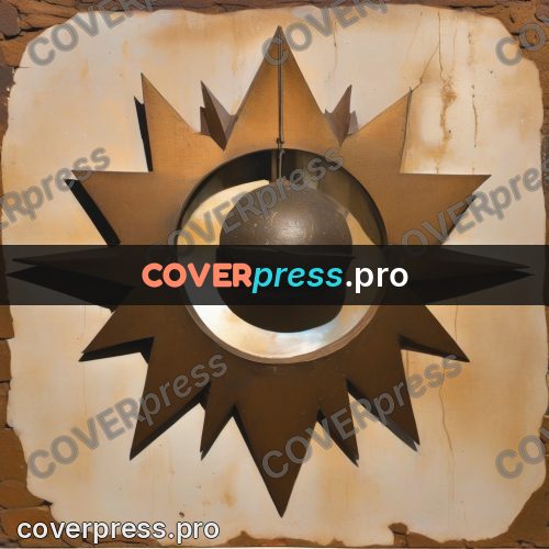 Collage artwork: hanging metal sphere