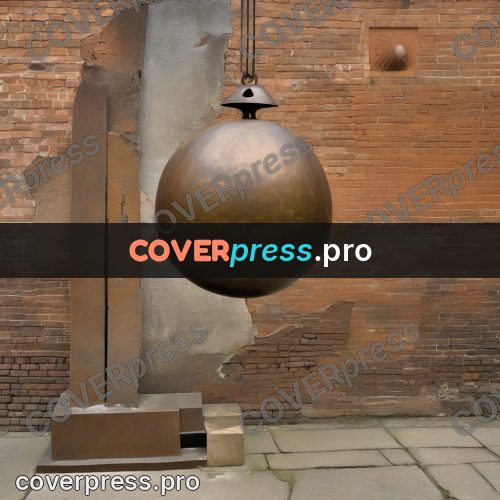 Collage artwork: hanging metal sphere