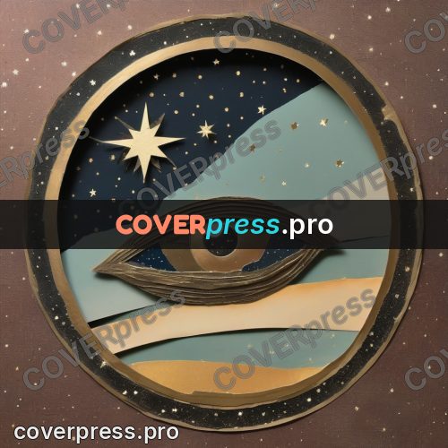 Collage artwork: circle with a starry sky