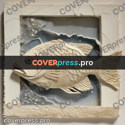 Collage artwork: fish in a square frame