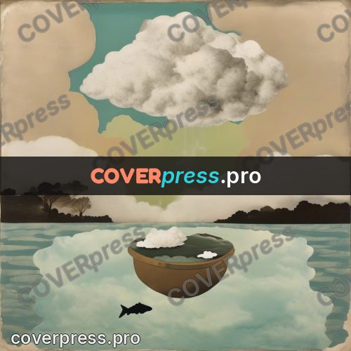 Collage artwork: cloud in a round bowl