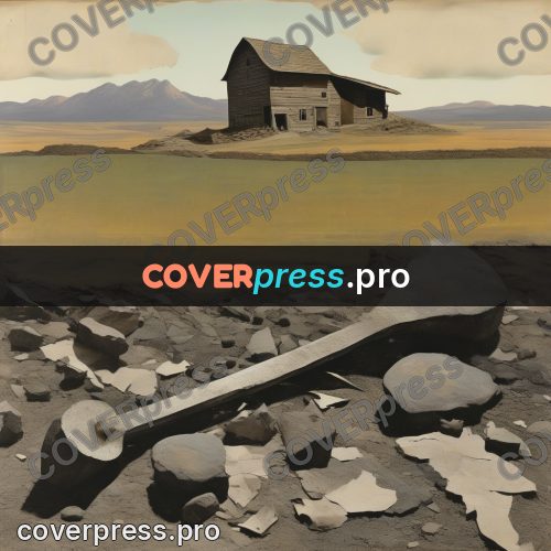 Collage artwork: giant hammer on stones