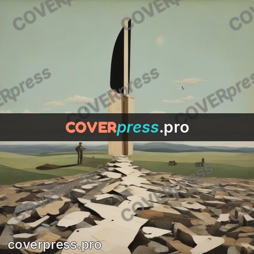 Collage artwork: white wedge on a plain