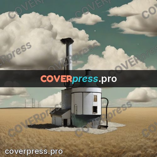 Collage artwork: tower with a chimney