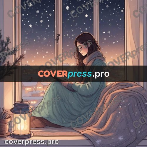 Dreamy illustration: girl wrapped in a blanket
