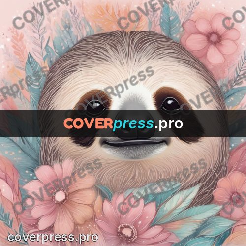 Dreamy illustration: sloth face in pink