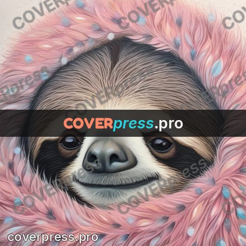 Dreamy illustration: sloth face in pink