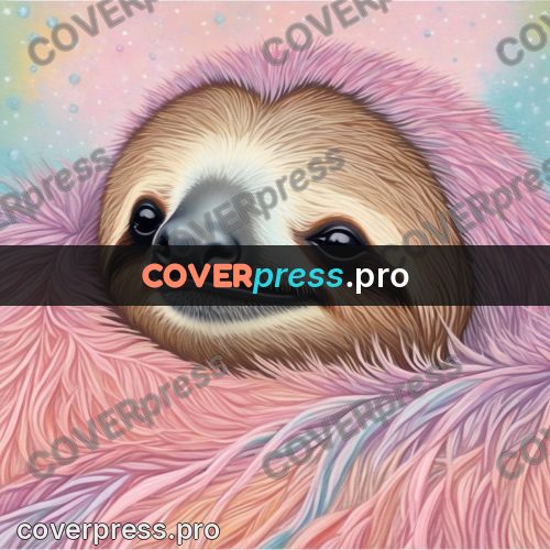 Dreamy illustration: sloth face in pink