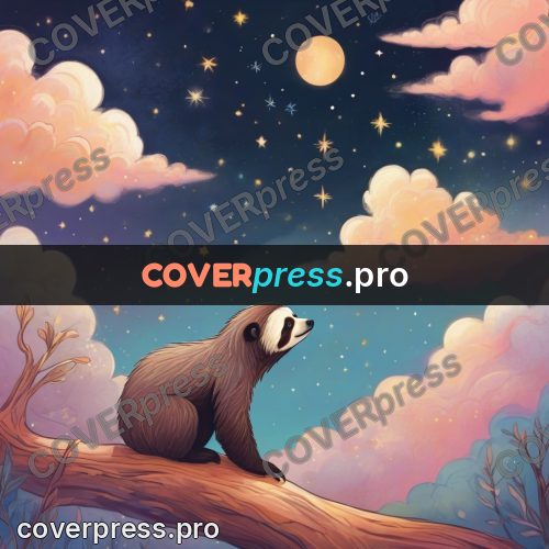Dreamy illustration: evening sky over a forest