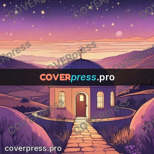 Dreamy illustration: observatory on a hill at night