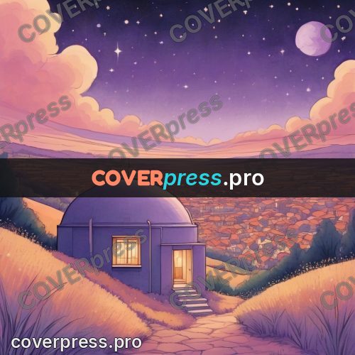 Dreamy illustration: observatory on a hill at night