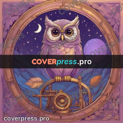 Dreamy illustration: owl on a stand at night