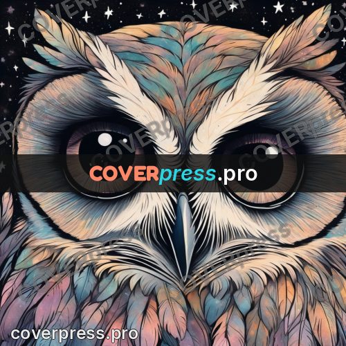 Dreamy illustration: owl with huge eyes