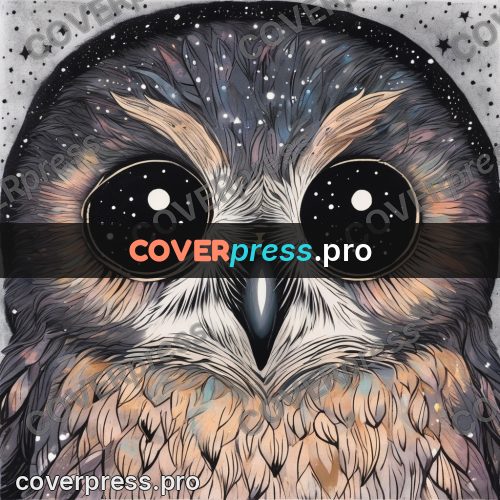 Dreamy illustration: owl with huge eyes