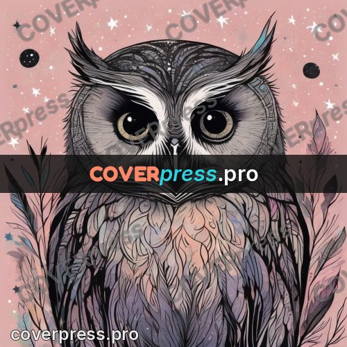 Dreamy illustration: owl with huge eyes