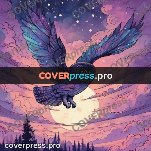 Dreamy illustration: lilac sky with moon and clouds